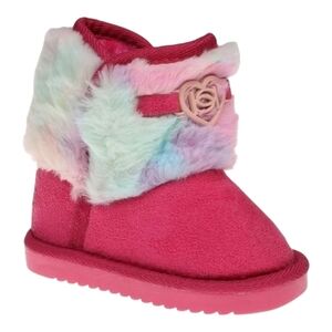 Bebe Girls Faux Fur Tie Dye Boots NWT Pink‎ Size Toddler 7